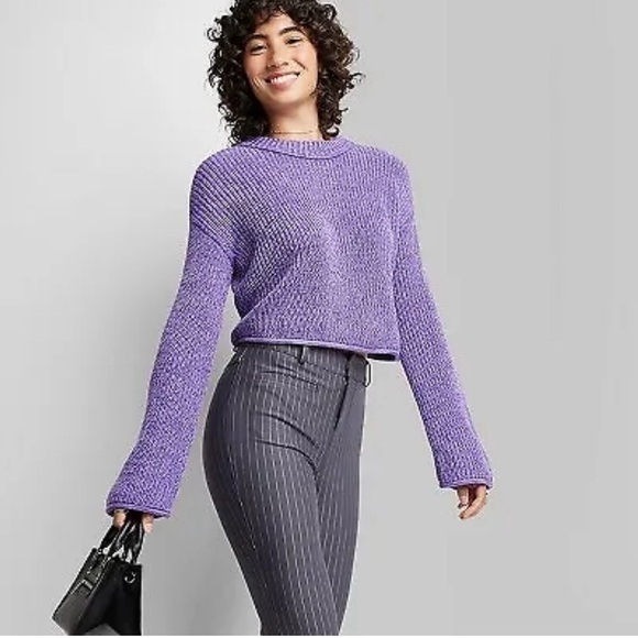 wild fable Sweaters - Women's Crewneck Boxy Pullover Sweater - Wild Fable Purple